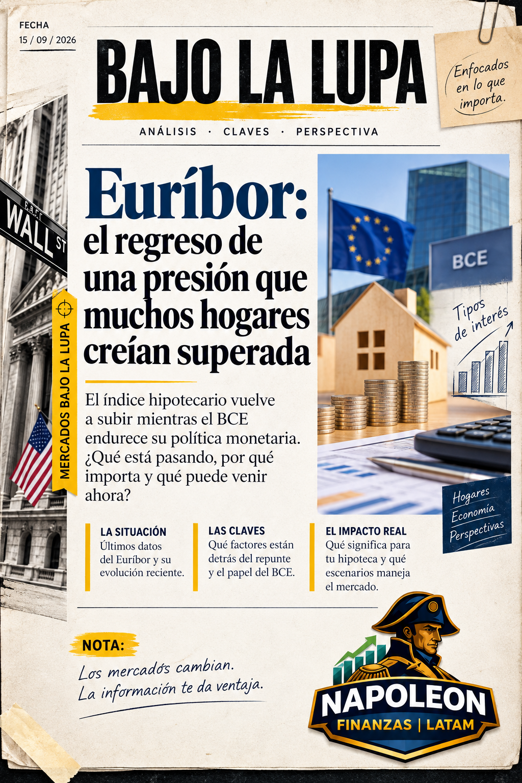 Euríbor: el regreso de una presión que muchos hogares creían superada — Bajo la Lupa