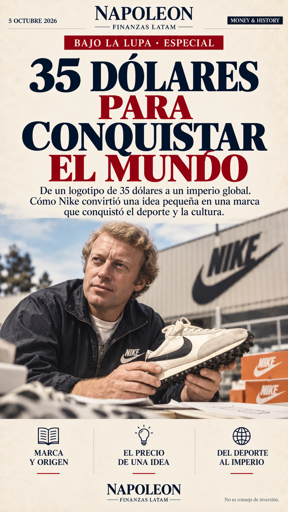 Portada editorial Nike — 35 dólares para conquistar el mundo